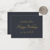 Carte de note plat d'anniversaire d'or personnalis (Devant/Arrière en situation)