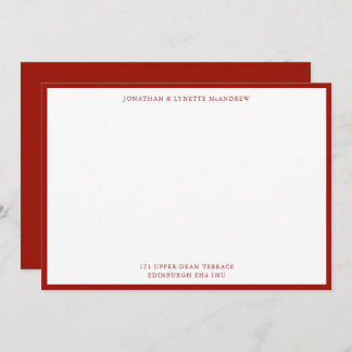 Carte de note plat de bordure rouge cerise
