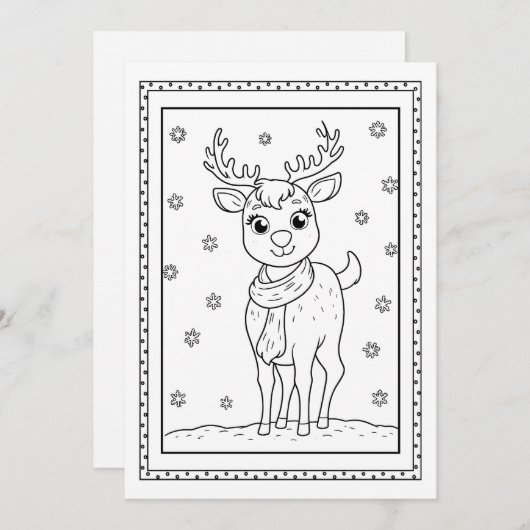 Carte de note plat de couleur de Noël pour enfants (Devant / Derrière)