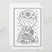 Carte de note plat de couleur Père Noël de Noël am (Devant / Derrière)