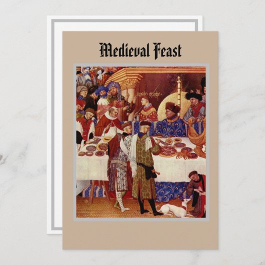 Carte de note plat de la fête médiévale (Devant / Derrière)