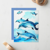 Carte de note plat Dolphin Swim (Devant/Arrière en situation)