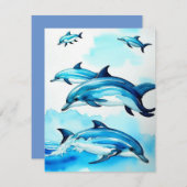 Carte de note plat Dolphin Swim (Devant / Derrière)