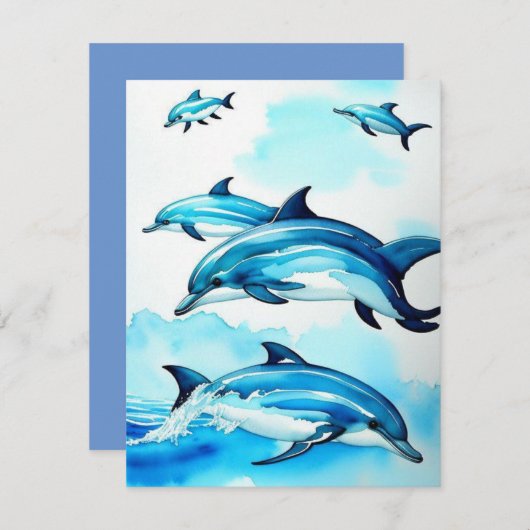 Carte de note plat Dolphin Swim (Devant / Derrière)