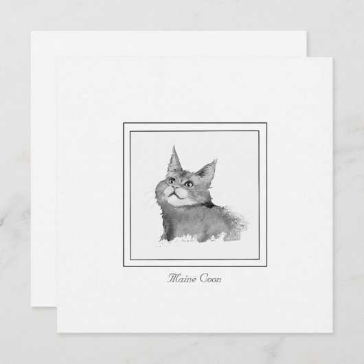 Carte de note plat du chat de coton du Maine (Devant / Derrière)