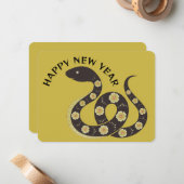 Carte de note plat du Nouvel An chinois du serpent (Devant/Arrière en situation)
