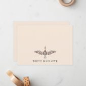 Carte de note plat en crème d'oiseau peinte (Devant/Arrière en situation)