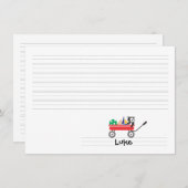 Carte de note plat en Wagon rouge linéaire personn (Devant / Derrière)