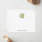 Carte de note plat Green Orange Rose Cute Baby Tig (Devant/Arrière en situation)