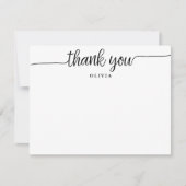 Carte de note plat Merci de script moderne (Devant)