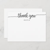 Carte de note plat Merci de script moderne (Devant / Derrière)