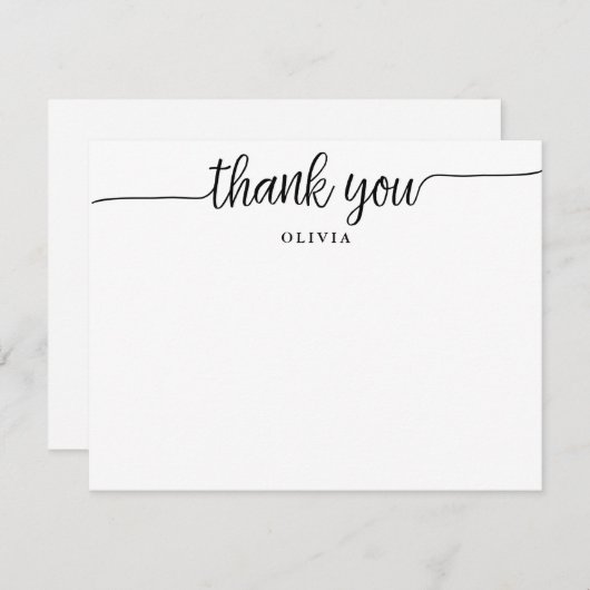 Carte de note plat Merci de script moderne (Devant / Derrière)