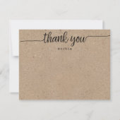Carte de note plat Merci Kraft Rustique Script (Devant)