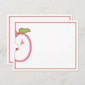 Carte de note plat Monogram Red Apple (Devant / Derrière)
