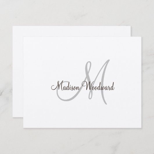 Carte de note plat Monogramme Kraft (Devant / Derrière)