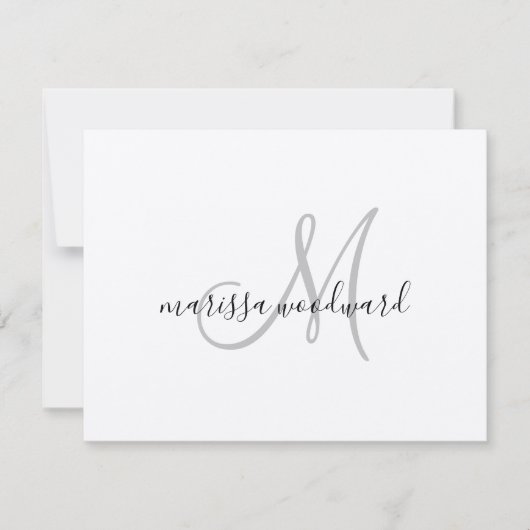 Carte de note plat Monogramme Kraft (Devant)