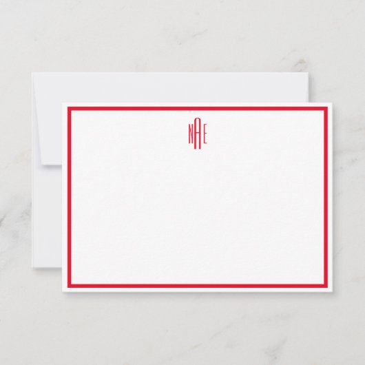 Carte de note plat monographique rouge et blanc (Devant)