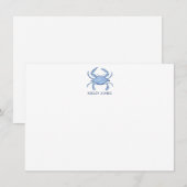 Carte de note plat personnalisée Chic Coastal Crab (Devant / Derrière)