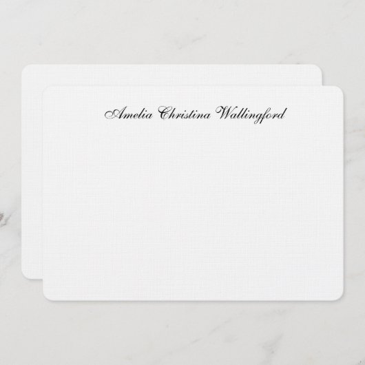 Carte de note plat personnalisée en lin (Devant / Derrière)