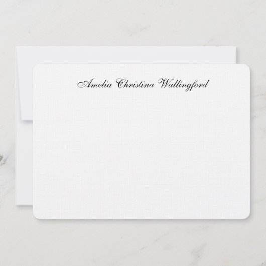 Carte de note plat personnalisée en lin (Devant)