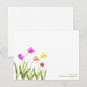 Carte de note plat personnalisée Tulips aquarelle (Devant / Derrière)