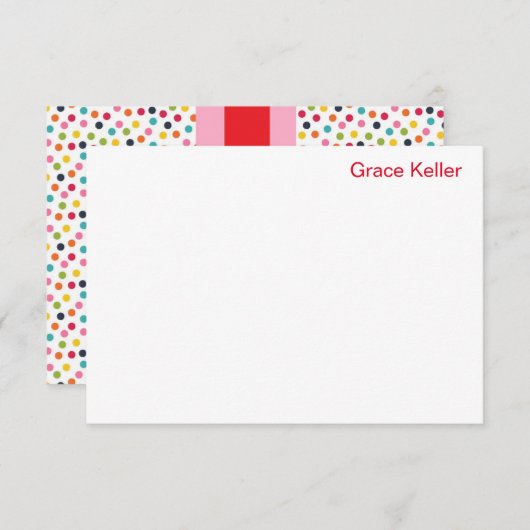 Carte de note plat Pink and Red Polka (Devant / Derrière)