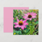 Carte de note plat Pink Zinnia Flower Garden Art (Devant / Derrière)