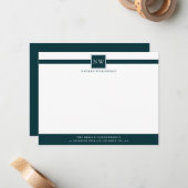 Carte de note plat professionnelle Monogramme (Devant/Arrière en situation)