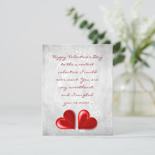 Carte de note plat Red Valentine Hearts