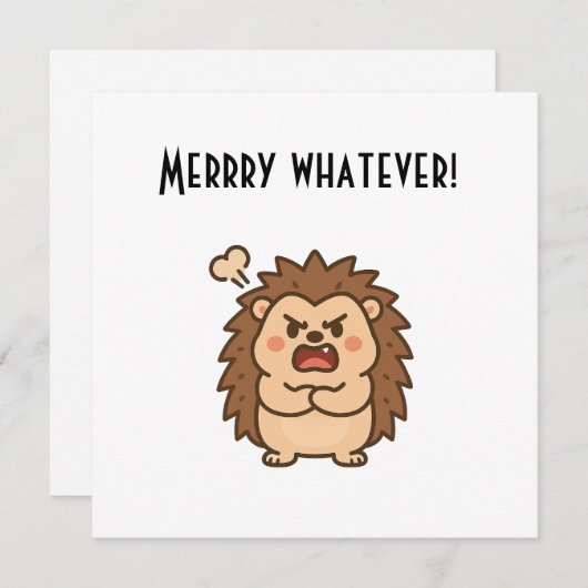 Carte de note plat Wonky Zoo Moody Hedgehog (Devant / Derrière)