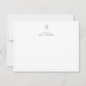 Carte de note plate avec fleurs roses et rayures (Devant)