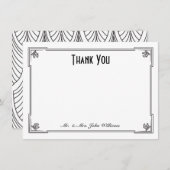 Carte de note plate de Merci de style d'art déco (Devant / Derrière)