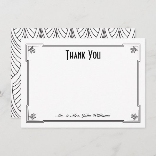 Carte de note plate de Merci de style d'art déco (Devant / Derrière)