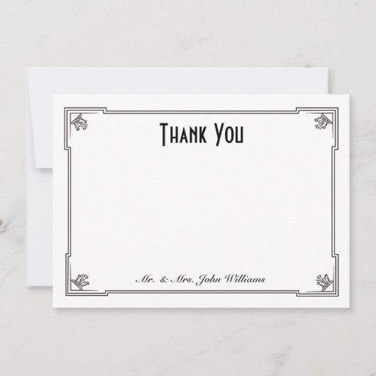 Carte de note plate de Merci de style d'art déco (Devant)