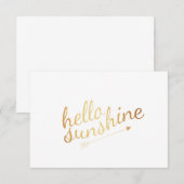 Carte de note plate en or | Bonjour Soleil (Devant / Derrière)
