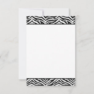 Carte de note plate - Impression zèbre