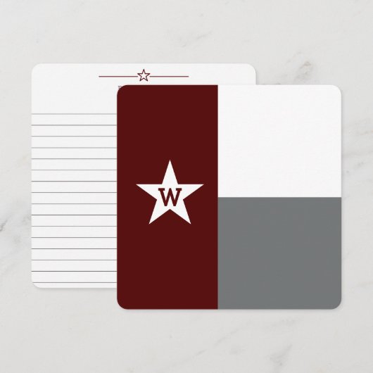 Carte de note plate Maroon & Grey Texas (Devant / Derrière)