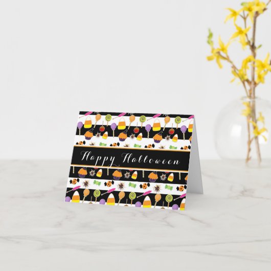 Carte de note pliante Halloween Candy & Sweets (Fleur jaune)