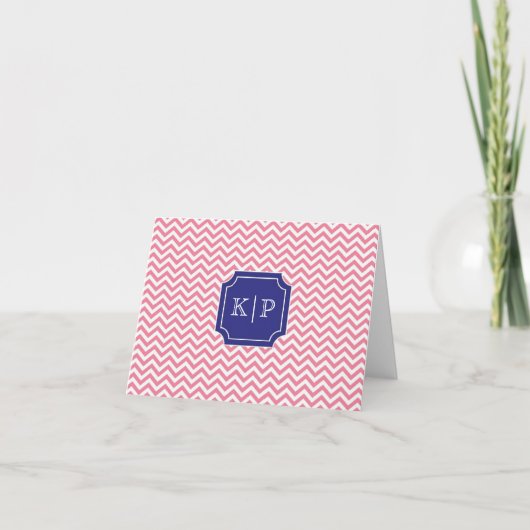 Carte de note pliée avec monogramme chevron mini r (Devant)