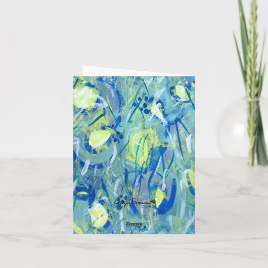 Carte de note pliée bleue Abstraite (Dos)