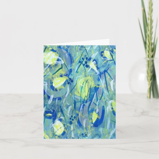 Carte de note pliée bleue Abstraite (Devant)