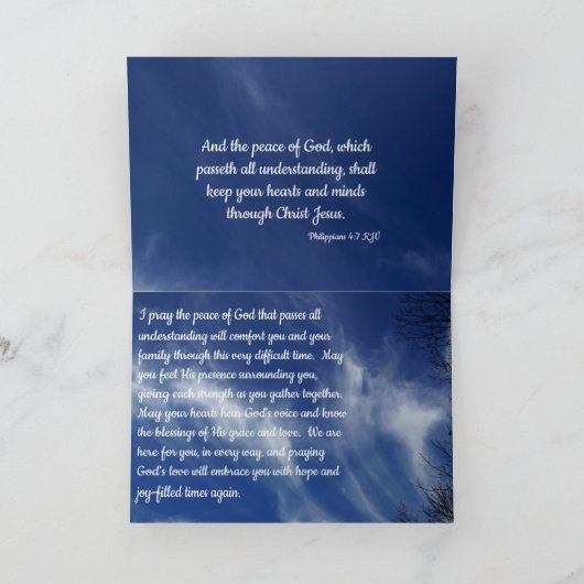 Carte de note pliée Confort et Espoir (Intérieur)