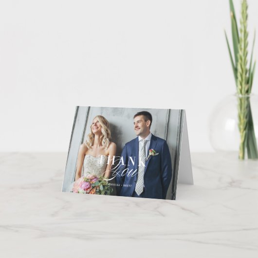 Carte de note pliée de Merci de mariage de photo (Devant)