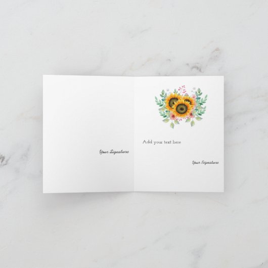 Carte de note pliée de tournesol (Intérieur)