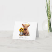 Carte de note pliée du seau de tournesol de vache (Devant)