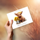 Carte de note pliée du seau de tournesol de vache