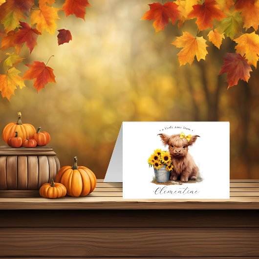 Carte de note pliée du seau de tournesol de vache