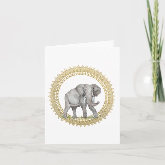 Carte de note pliée Elephant Mandala (Devant)