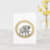 Carte de note pliée Elephant Mandala (Fleur jaune)