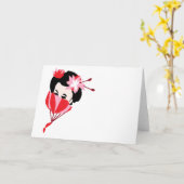 Carte de note pliée : Geisha Girl (Fleur jaune)